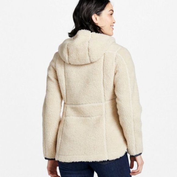 NEW L.L. Bean Women's Mountain Pile Fleece Hoodie in Natural Size M#2245 - Picture 3 of 10